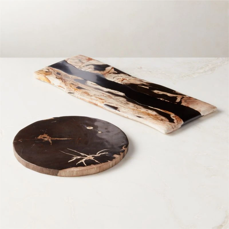 Ring Rectangular Petrified Wood And Resin Serving Platter 5 Ring Rectangular Petrified Wood And Resin Serving Platter - Image 5