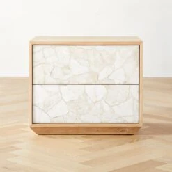 Rocca 2-Drawer Agate And White Oak Wood Nightstand
