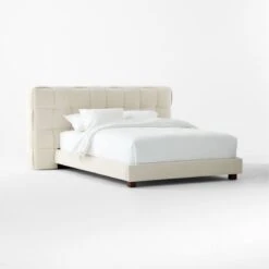 Rorke Ivory White Upholstered Queen Bed -Cb2 RorkeIvoryQBed3QSSS23