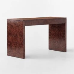 Runway 2-Drawer Burl Wood Desk -Cb2 RunwayBurlwoodDesk3QBSSF21