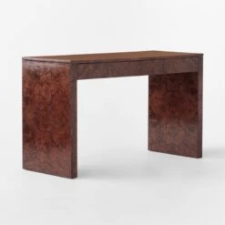 Runway 2-Drawer Burl Wood Desk -Cb2 RunwayBurlwoodDesk3QSSF21