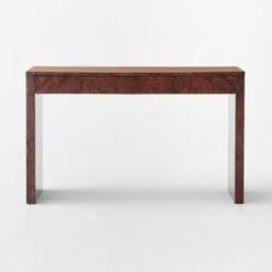 Runway 2-Drawer Burl Wood Desk -Cb2 RunwayBurlwoodDeskSOSSF21
