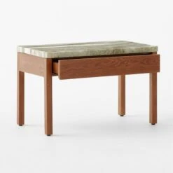 Ryne Oak Wood Nightstand With Marble Top -Cb2 RyneMarbleNightstand3QAVSSS23