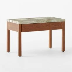 Ryne Oak Wood Nightstand With Marble Top -Cb2 RyneMarbleNightstand3QSSS23