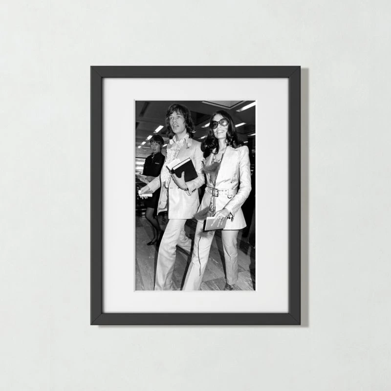 'Mick And Bianca At The London Airport, 1970' Photographic Print In Black Frame 17.5"x21.5" 1 'Mick And Bianca At The London Airport, 1970' Photographic Print In Black Frame 17.5"x21.5"