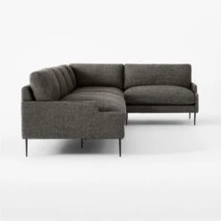 Scalino 4-piece L-Shaped Grey Sectional Sofa With Right Arm Chair -Cb2 ScalinoGryRAChair4PcSectSDSSF22