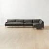 Scalino 4-piece L-Shaped Grey Sectional Sofa With Right Arm Chair