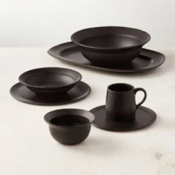 Sculpt Terracotta Large Black Platter -Cb2 SculptBlkTrrcttGroupFHF22