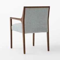 Segur Light Blue Upholstered Dining Armchair -Cb2 SegurBclArmchairWalnut3QBSSS23