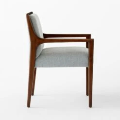 Segur Light Blue Upholstered Dining Armchair -Cb2 SegurBclArmchairWalnutSDSSS23
