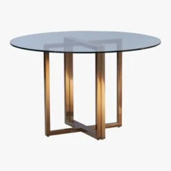 Silverado Brass 47" Round Dining Table -Cb2 SilveradoTable47inRoundBrass3QS16