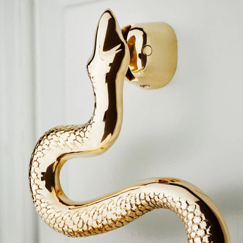 Polished Brass Snake Door Knocker 2 Polished Brass Snake Door Knocker - Image 2