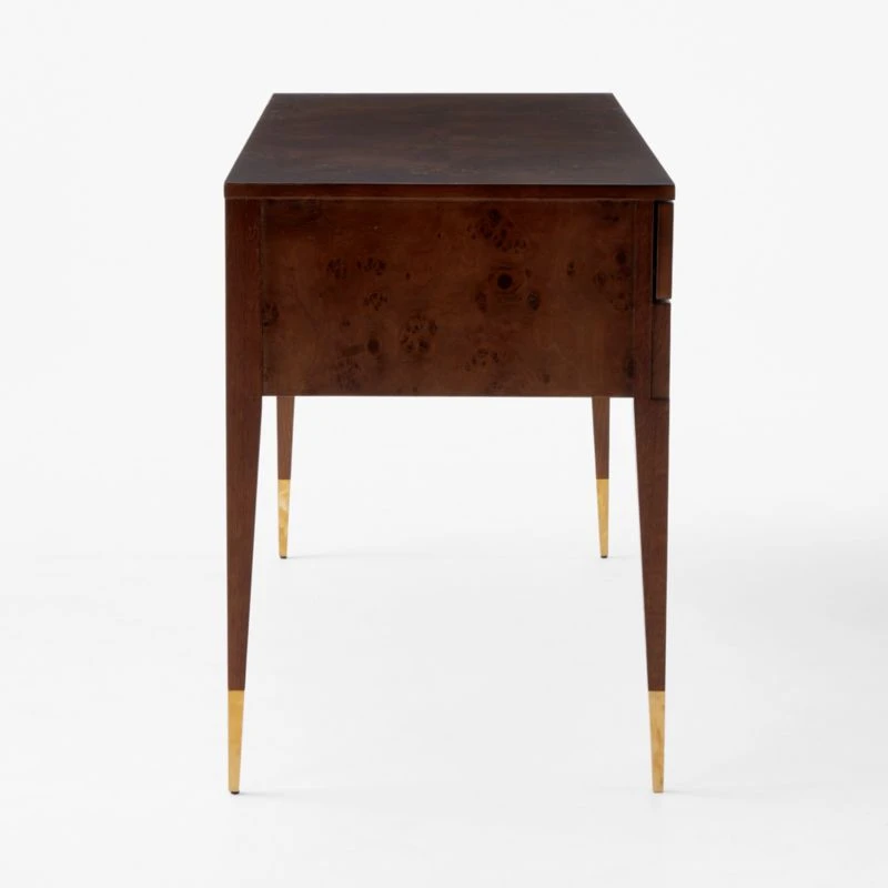 Spillo 2-Drawer Brown Burl Wood Desk 4 Spillo 2-Drawer Brown Burl Wood Desk - Image 4