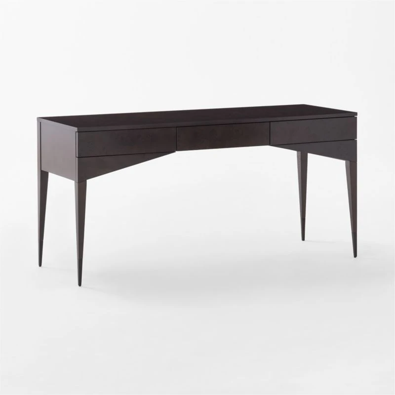 Spillo 2-Drawer Black Burl Wood Desk 5 Spillo 2-Drawer Black Burl Wood Desk - Image 5