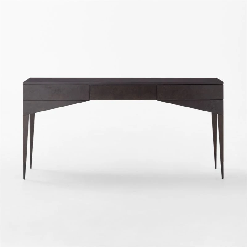 Spillo 2-Drawer Black Burl Wood Desk 4 Spillo 2-Drawer Black Burl Wood Desk - Image 4