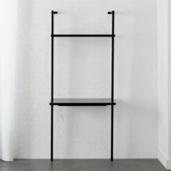 Stairway Black Wall Mount Desk With Shelf 72.5''