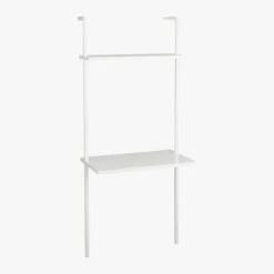 Stairway White Wall Mount Desk With Shelf 72.5'' -Cb2 StairwayDeskWhiteShrt3QF15