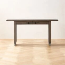 Stilt 2-Drawer Fumed Oak Wood Desk