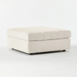 Stitch Fabric Ottoman -Cb2 StitchOttomanNatural3QF20