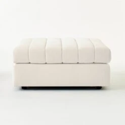 Stitch Fabric Ottoman -Cb2 StitchOttomanNaturalSOF20