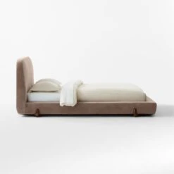 Stivale Light Brown Velvet Queen Bed -Cb2 StivaleMushroomQBedSDSSS23