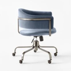 Stretta Blue Velvet Office Chair 9 Stretta Blue Velvet Office Chair -Cb2 StrettaBlueMtlOffcChairSDSSS22