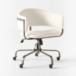 Stretta Ivory Velvet Office Chair 8 Stretta Ivory Velvet Office Chair -Cb2 StrettaIvoryMtlOffcChair3QSSS22