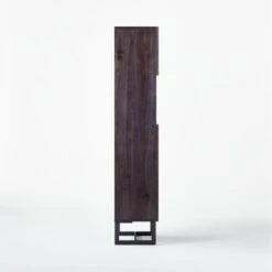 Suspend Black Marble And Dark Wood Bar Cabinet -Cb2 SuspendChrcTallBarCbntSDSSS21