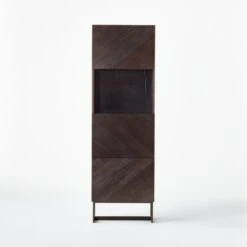 Suspend Black Marble And Dark Wood Bar Cabinet -Cb2 SuspendChrcTallBarCbntSOSSS21