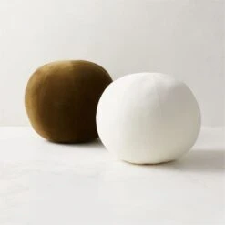Terre Ivory White Velvet Sphere Throw Pillow 9 Terre Ivory White Velvet Sphere Throw Pillow -Cb2 TerreVelvetPillowGroupFHS22
