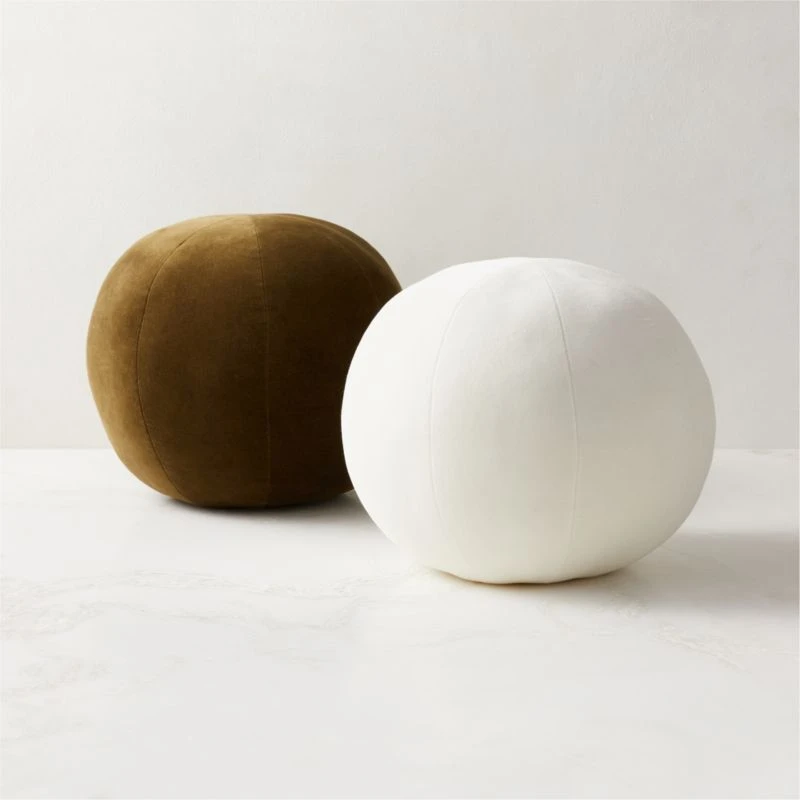 Terre Ivory White Velvet Sphere Throw Pillow 3 Terre Ivory White Velvet Sphere Throw Pillow - Image 3