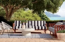 Ixtapa White Outdoor Lounge Chair -Cb2 TropezBlackAndWhiteStripeAP19