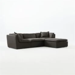 Turn 4-Piece L-Shaped Charcoal Black Sectional Sofa -Cb2 TurnSectRaven3QSSS21