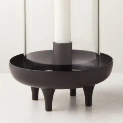 Vetro Matte Black Stainless Steel And Glass Hurricane Candle Holder -Cb2 VetroMttSSBlkTaperHrrcnAV2SHF22