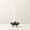 Vetro Matte Black Stainless Steel And Glass Hurricane Candle Holder