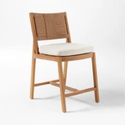 Roc Teak And Rattan Outdoor Counter Stool With Ivory Sunbrella® Cushion 11 Roc Teak And Rattan Outdoor Counter Stool With Ivory Sunbrella® Cushion -Cb2 VitetCounterStool3QSSS23
