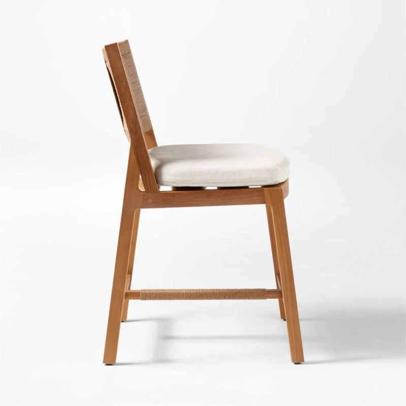 Roc Teak And Rattan Outdoor Counter Stool With Ivory Sunbrella® Cushion 5 Roc Teak And Rattan Outdoor Counter Stool With Ivory Sunbrella® Cushion - Image 5