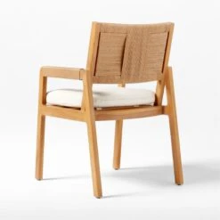 Roc Teak And Rattan Outdoor Dining Armchair With Ivory Sunbrella® Cushion 17 Roc Teak And Rattan Outdoor Dining Armchair With Ivory Sunbrella® Cushion -Cb2 VitetDiningArmchair3QBSSS23