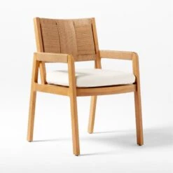 Roc Teak And Rattan Outdoor Dining Armchair With Ivory Sunbrella® Cushion 15 Roc Teak And Rattan Outdoor Dining Armchair With Ivory Sunbrella® Cushion -Cb2 VitetDiningArmchair3QSSS23