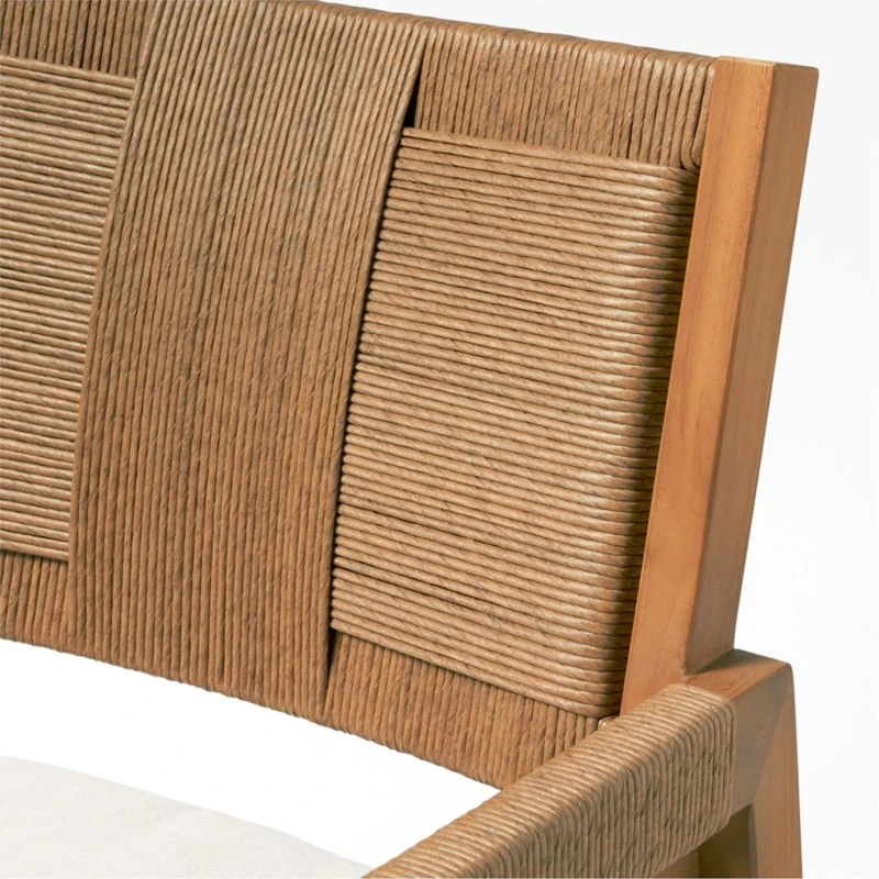 Roc Teak And Rattan Outdoor Dining Armchair With Ivory Sunbrella® Cushion 9 Roc Teak And Rattan Outdoor Dining Armchair With Ivory Sunbrella® Cushion - Image 9