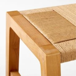 Roc Teak And Rattan Outdoor Dining Bench -Cb2 VitetDiningBenchAVSSS23