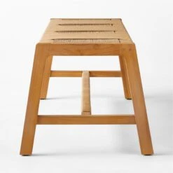 Roc Teak And Rattan Outdoor Dining Bench -Cb2 VitetDiningBenchSDSSS23