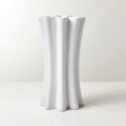 Vix Fluted White Ceramic Vase