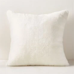 White Shorn Sheepskin Fur Throw Pillow With Down-Alternative Insert 26"