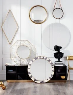 Judy Black Bust Sculpture -Cb2 diamondbrasswallmirrorportholeJL17