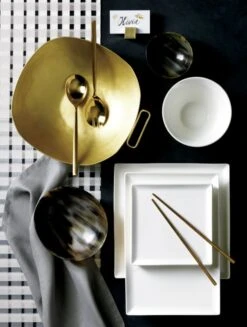 Brushed Gold Place Card Holders Set Of 4 -Cb2 tuckwhitedinnnerwarebrushedJL17